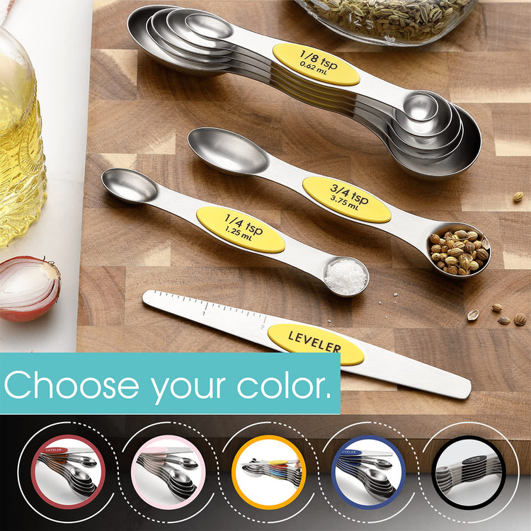Stainless Steel Magnetic Measuring Spoons Set of 8