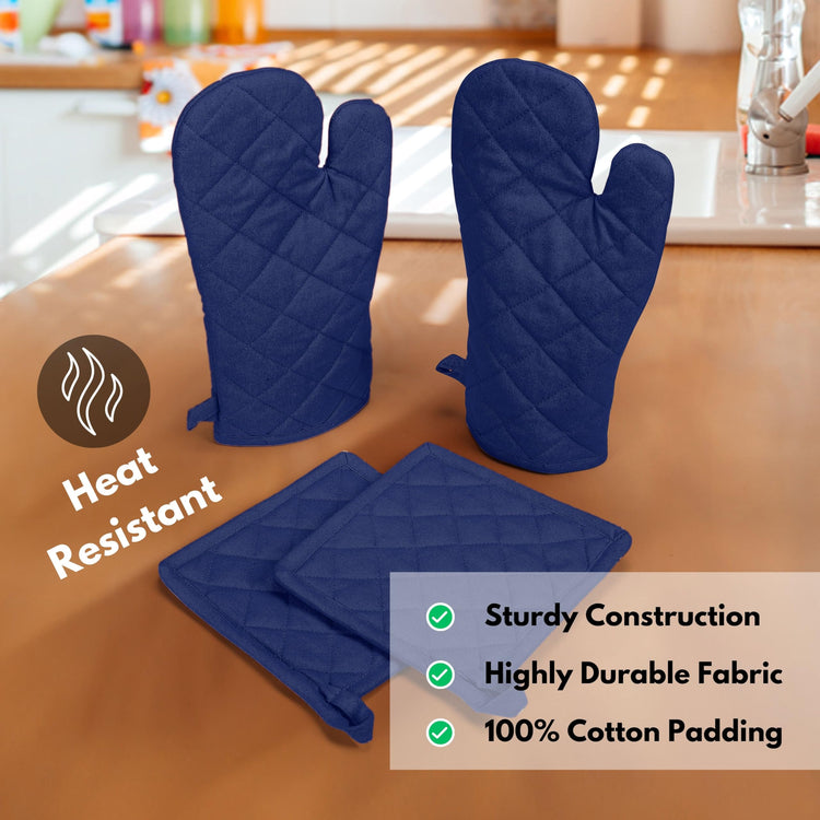 4 Piece Set 2 Oven Mitts & 2 Potholders (4 Count)