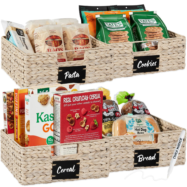 Set of 4 13x12in Water Hyacinth Pantry Baskets (4 Count)