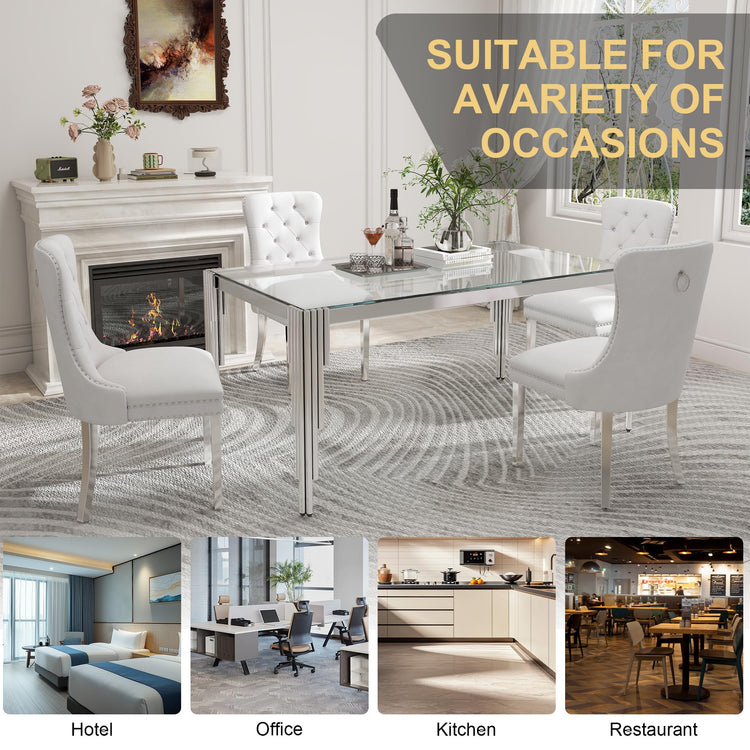 63'' Modern Glass Dining Table for 4