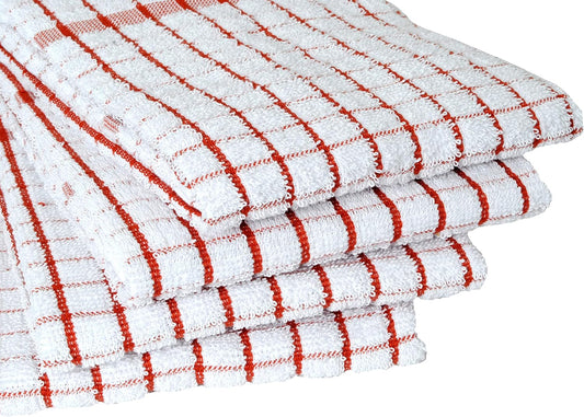 AMOUR INFINI Kitchen Towels Set of 4 - Highly Absorbent, Super Soft Terry Cotton 20x28 Inch Dish Towels with Hanging Loop - Hand & Tea Towels for Cleaning & Drying Dishes (Rust) - Nestoria
