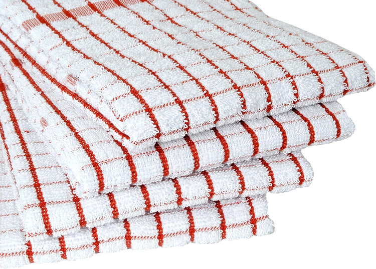 AMOUR INFINI Kitchen Towels Set of 4 - Highly Absorbent, Super Soft Terry Cotton 20x28 Inch Dish Towels with Hanging Loop - Hand & Tea Towels for Cleaning & Drying Dishes (Rust) - Nestoria