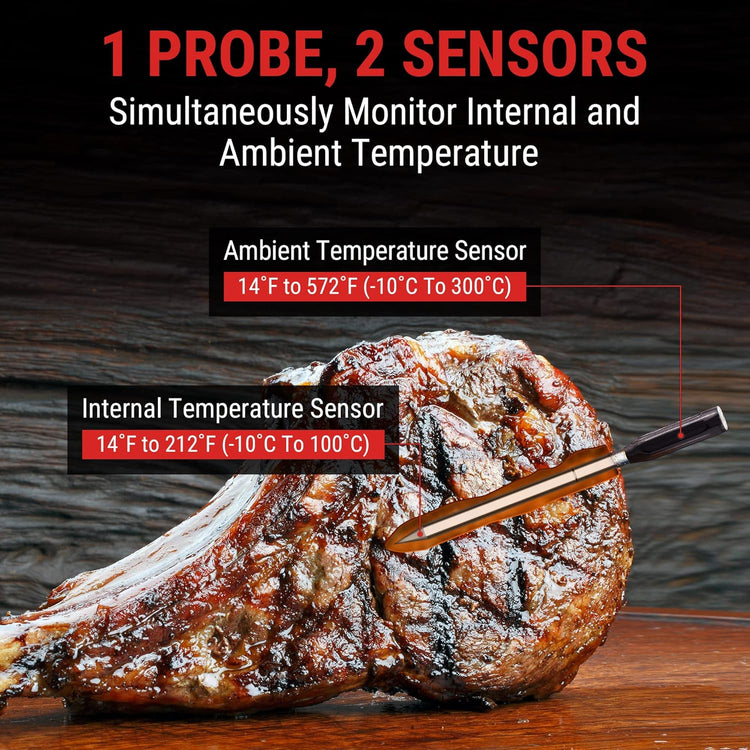 ThermoPro TempSpike Wireless Meat Thermometer for Grilling and Smoking, 500ft Bluetooth Meat Thermometer with Wireless Probe, Ideal for Sous Vide Smoker Rotisserie BBQ Oven Smoker