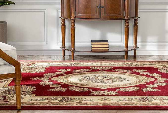 Well Woven Timeless Collection Le Petit Palais Red 11x15 Luxurious Traditional French Aubusson Medallion Oriental Area Rug Perfect for Living Room Bedroom or Dining Room Easy-to-Clean Durable Design