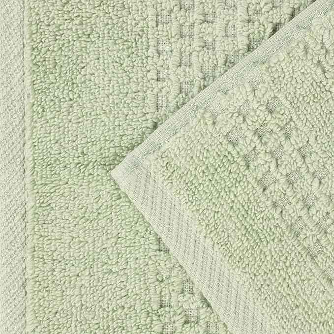 Superior Playa Zero Twist Cotton Medium Weight Small Towels, for Kitchen, Bathroom, Shower, Spa, Plush, Quick Dry, Ultra-Soft Essentials, Waffle Textured, Face Towels Washcloths, Set of 12, Green