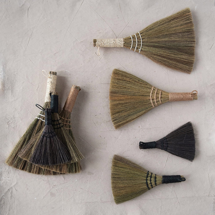 Whisk Brooms with Yarn Wrapped Handles (4 Count)