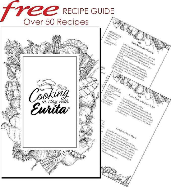 Eurita Clay Roaster, Non-Stick Bread Pan & Lid, Healthy Clay Pot Cooking, With Free Recipe Guide, 2 Quarts