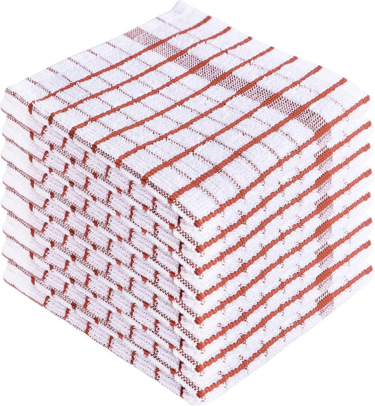 AMOUR INFINI Kitchen Dish Cloths Set of 8 - Ultra Soft, Highly Absorbent, Quick-Drying Terry Cotton Dishcloths 12"x12" Inch Wash & Cleaning Cloths for Kitchen & Dishwashing (Rust) - Nestoria
