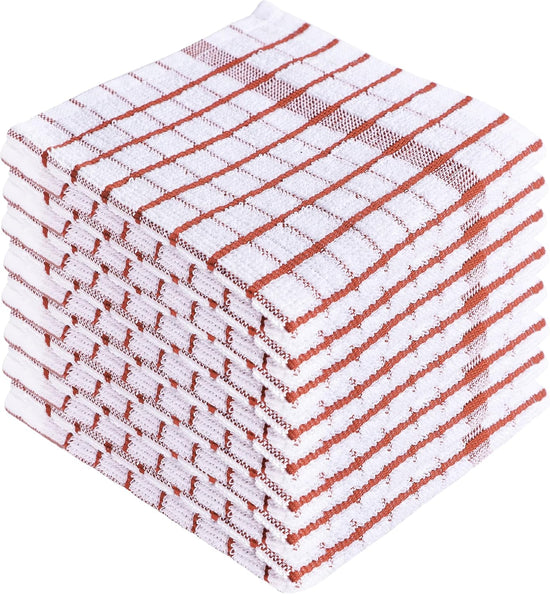 AMOUR INFINI Kitchen Dish Cloths Set of 8 - Ultra Soft, Highly Absorbent, Quick-Drying Terry Cotton Dishcloths 12"x12" Inch Wash & Cleaning Cloths for Kitchen & Dishwashing (Rust) - Nestoria