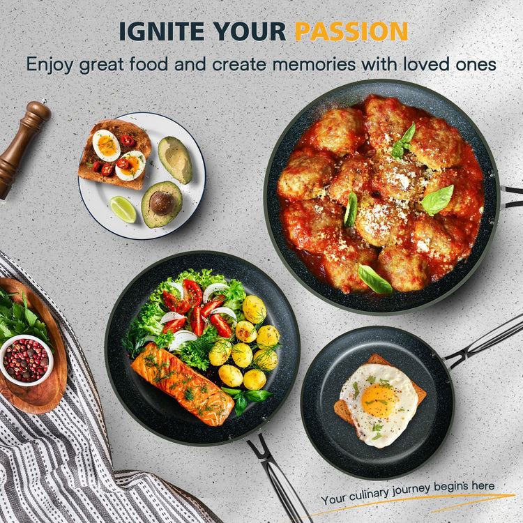 3-Piece 8”, 10”, 12” Forged Lightweight Frying Pan Set