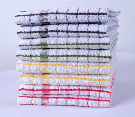 AMOUR INFINI Kitchen Dish Cloths Set of 8 - Ultra Soft, Highly Absorbent, Quick-Drying Terry Cotton Dishcloths 12"x12" Inch Wash & Cleaning Cloths for Kitchen & Dishwashing (Assorted) - Nestoria