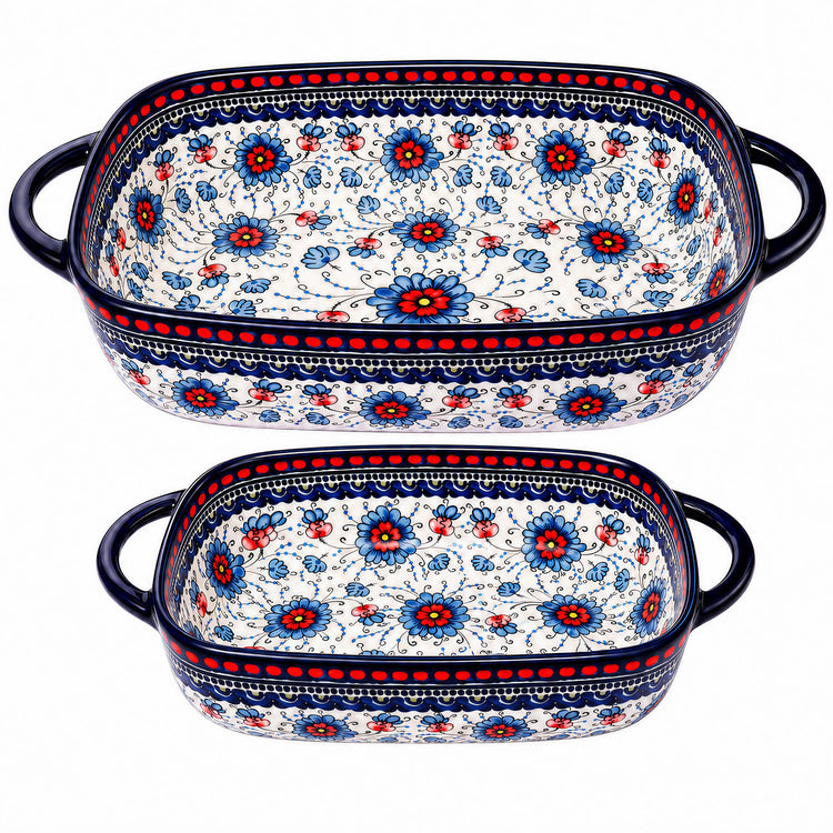 2 Piece Polish Pottery Style Ceramic Baking Dish Set (2 Count)