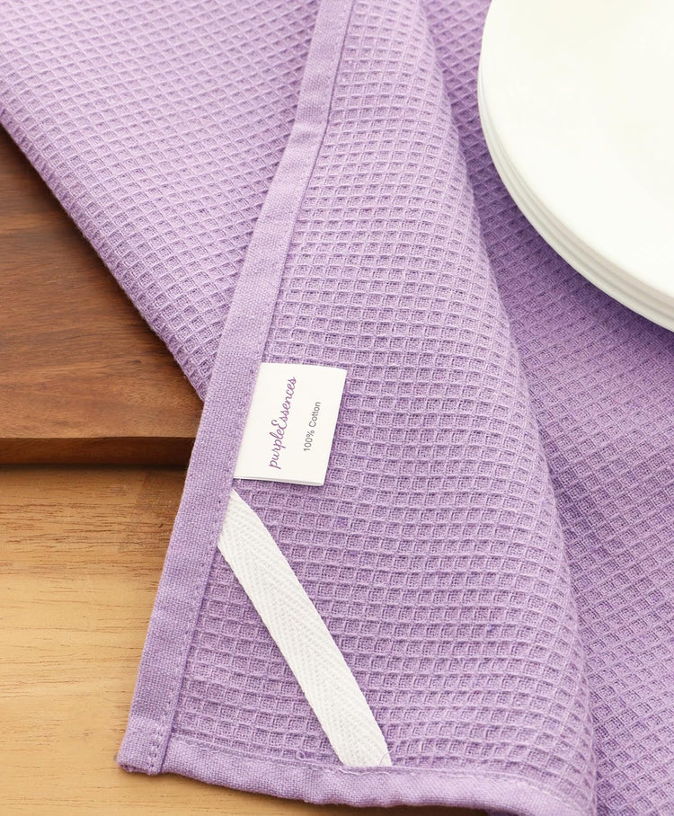 PurpleEssences Waffle Weave Kitchen Towel, 100% Cotton - 15 x 25 Inches, with Hanging Loop Ultra Soft Absorbent Quick Drying Dish Cloth, Tea and Hand Towels, 6 Pack - Spring Summer - Lavender - Nestoria