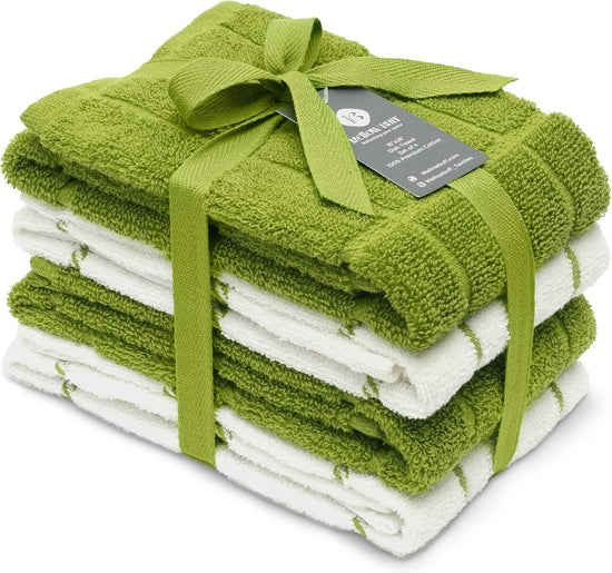 100% Cotton Terry Dish Towels, 4 pack16 x26 Inches, Super Soft and Absorbent Kitchen Towels, Perfect for Kitchen Cleaning and Dish Washing | Green - Nestoria