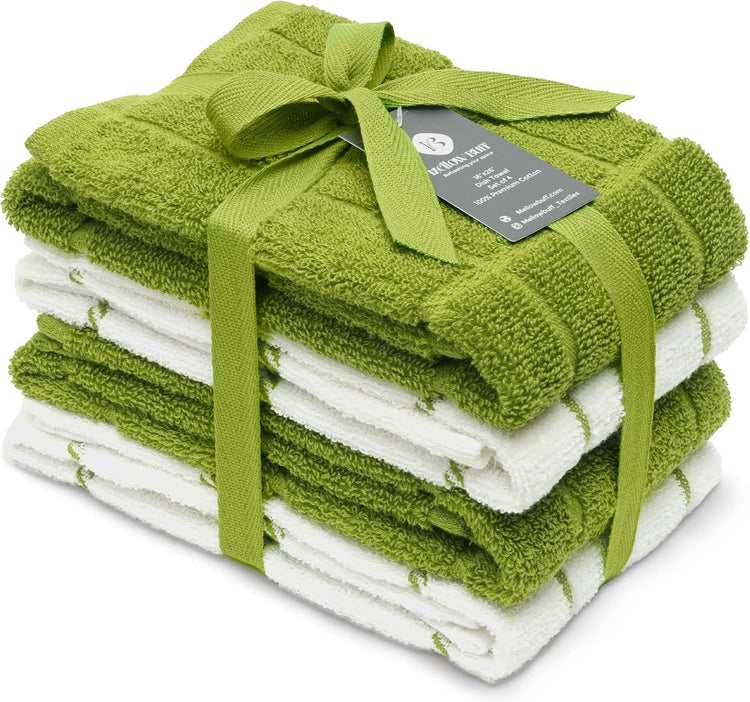 100% Cotton Terry Dish Towels, 4 pack16 x26 Inches, Super Soft and Absorbent Kitchen Towels, Perfect for Kitchen Cleaning and Dish Washing | Green - Nestoria