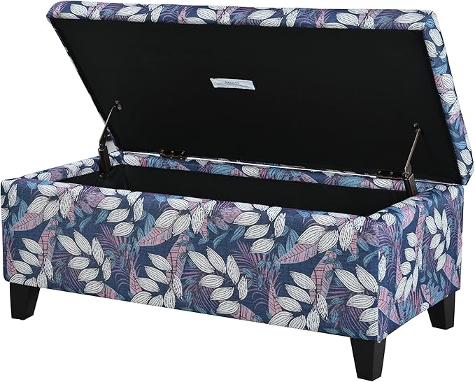 Christopher Knight Home Nesbit Living Room Ottoman with Storage, Entryway Fabric Upholstered Storage Ottoman Bench, Rectangular Sofa Foot Stool, Bedroom End of Bed Bench, Shoe Organizer, Multicolor
