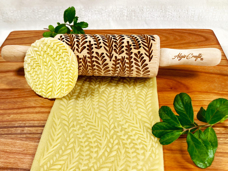FLORAL 3 Small Textured Rolling Pin Set. Wooden laser engraved embossing dough roller for embossed cookies gift for Birthday