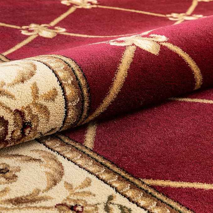 Patrician Trellis Red French European Formal Traditional 2x7 (2'3" X 7'3") Runner Rug Stain/Fade Resistant Contemporary Floral Thick Soft Plush Hallway Entryway Living Dining Room Area Rug