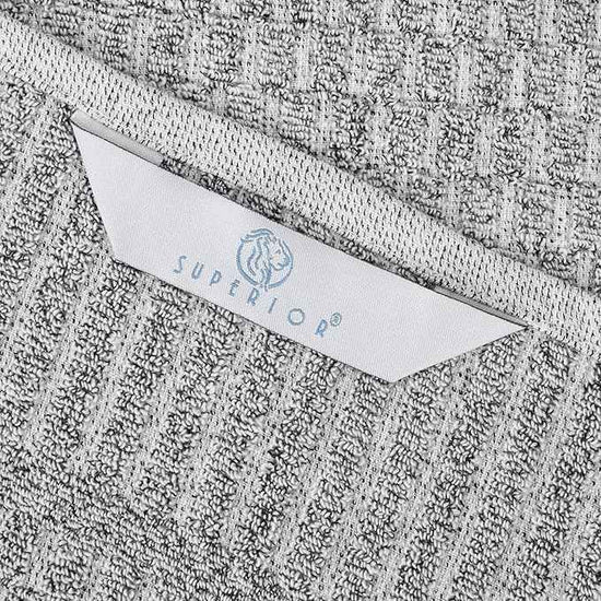 Superior Juno Viscose Cotton Blend Medium Weight Small Towels, for Kitchen, Bathroom, Shower, Spa, Plush, Quick Dry, Ultra-Soft Essentials, Border Detail, Face Towels Washcloths, Set of 12, Charcoal