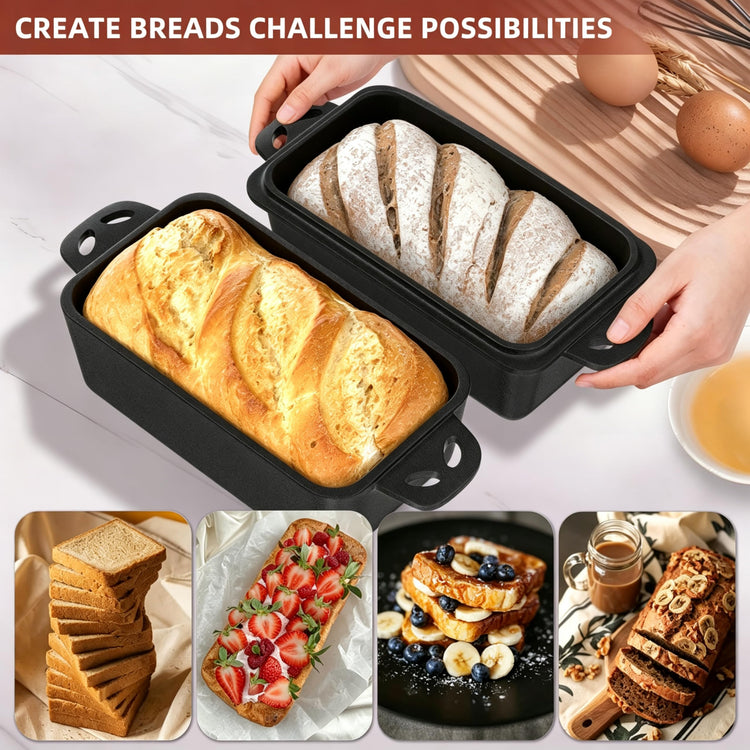 9×5 Inch Cast Iron Loaf Pan with Lid (2 Count)