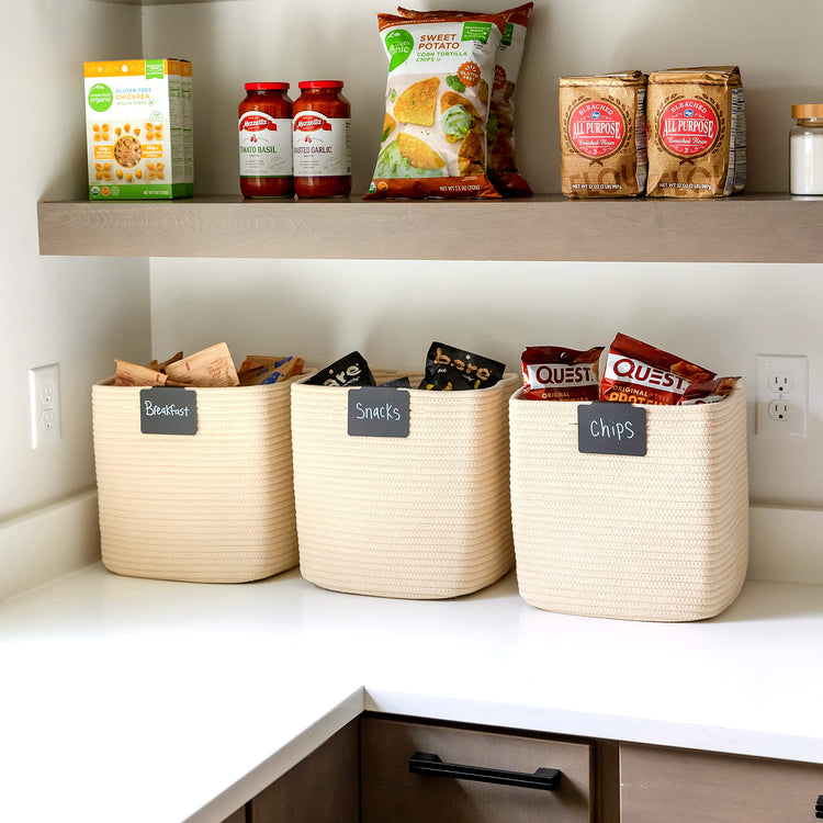 Storage Cubes 11 Inch Cotton Rope Woven Baskets for Organizing (3 Count)