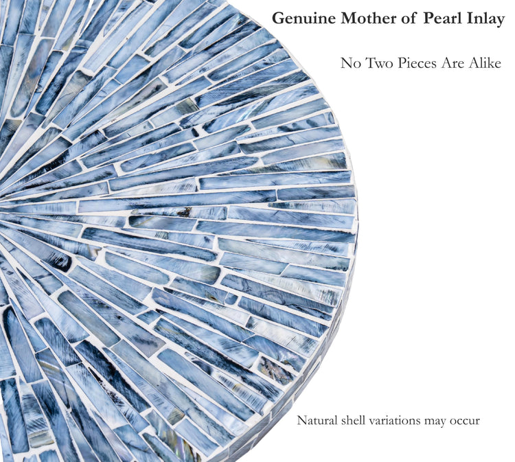 12.6” Handcrafted Mother of Pearl Blue Starburst Lazy Susan