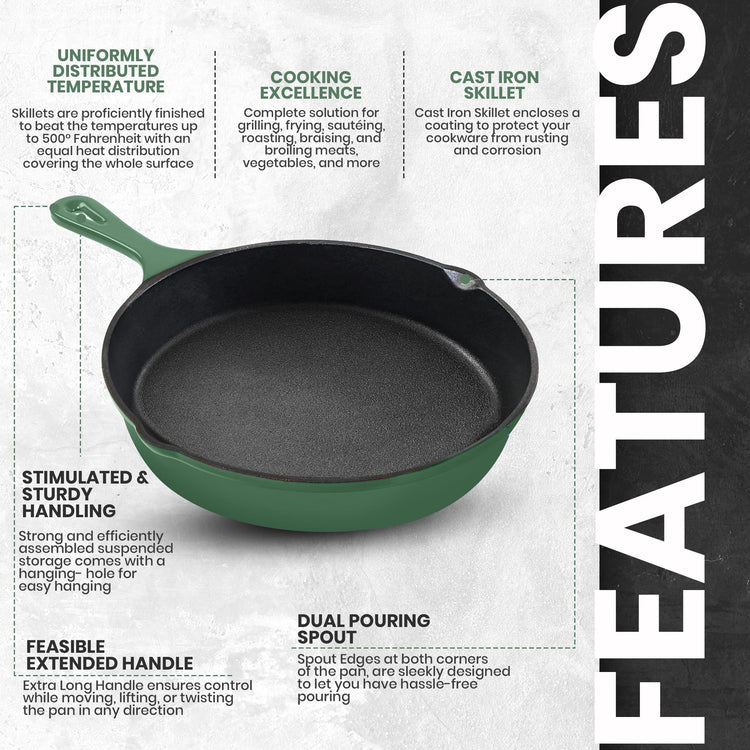 Cast Iron Skillet Set 3 Piece 6 8 10 Inch PFAS (3 Count)