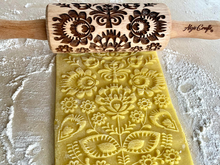 FLOWERS 3 Kid Rolling Pin Set with Damask