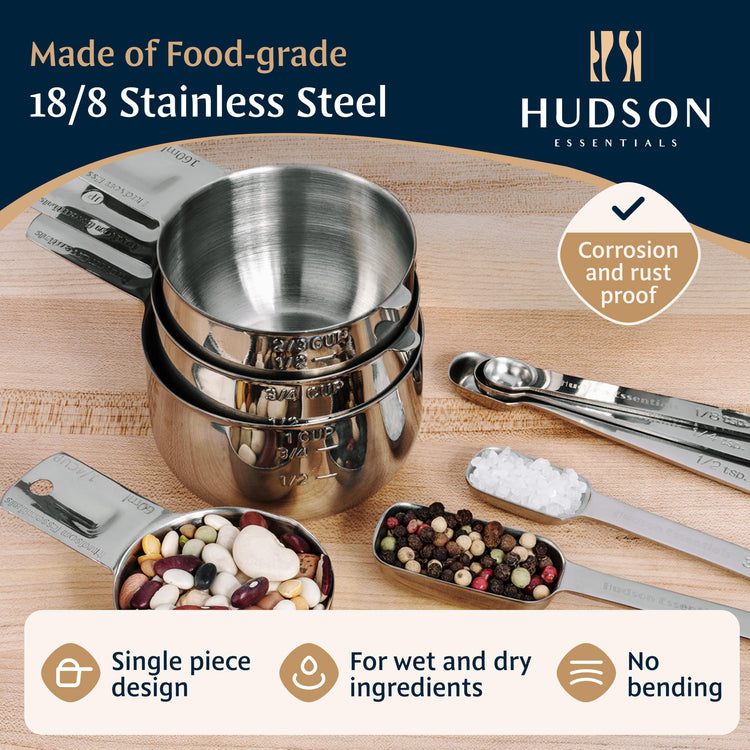 Stainless Steel Measuring Cups and Spoons Set