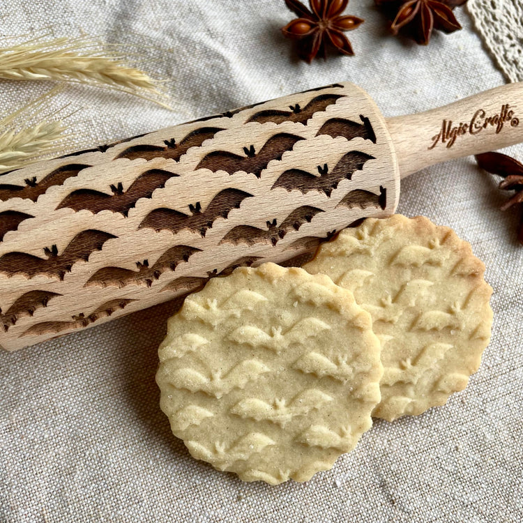 HALLOWEEN 3 Mini Embossed Rolling Pin Set. Wooden Laser Engraved Textured rolling pins for Cookies