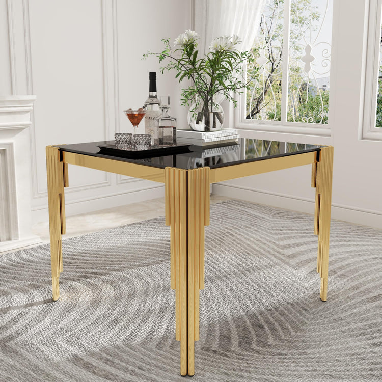 35'' Modern Square Glass Dining Table for 4 People