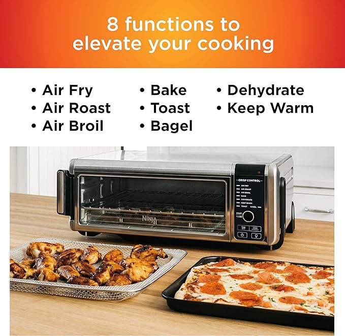 Ninja Digital Air Fryer & Toaster Oven | 8-in-1 Functionality | Flip-Up Design | XL Capacity | Air Fry Basket, Sheet Pan, Wire Rack & Crumb Tray | 1800 Watt | Silver | SP101