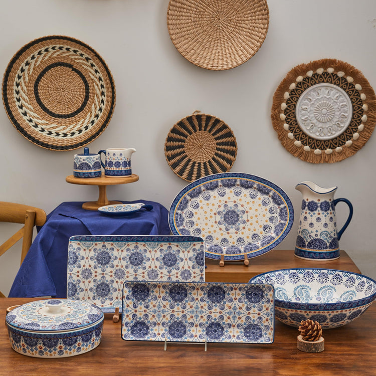 Blue Talavera Ceramic Sugar and Creamer Set