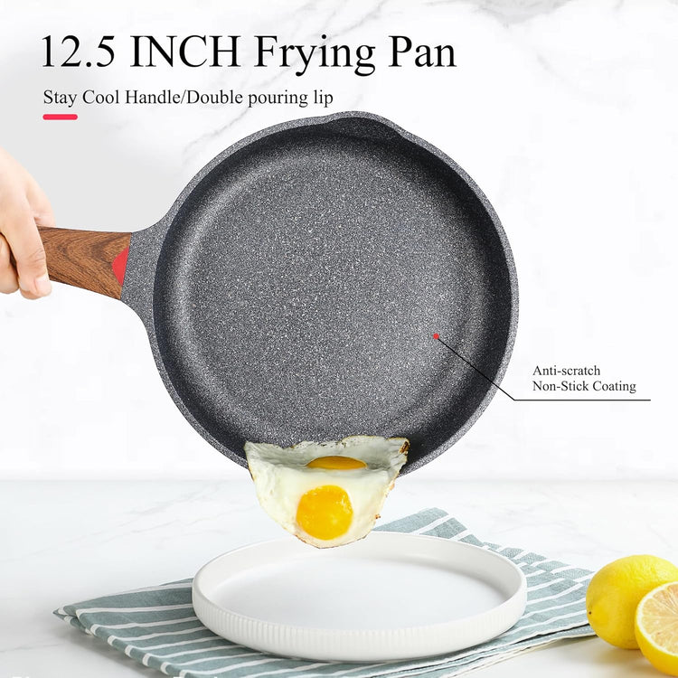 Vinchef Nonstick Frying Pan Anti Scratch,12.5 Inch Skillet Cast Aluminum Cookware, Induction Compatible - Nestoria