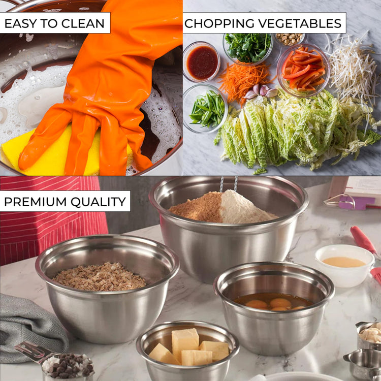 Premium Brushed Stainless Steel Mixing Bowls Sets (5 Count)