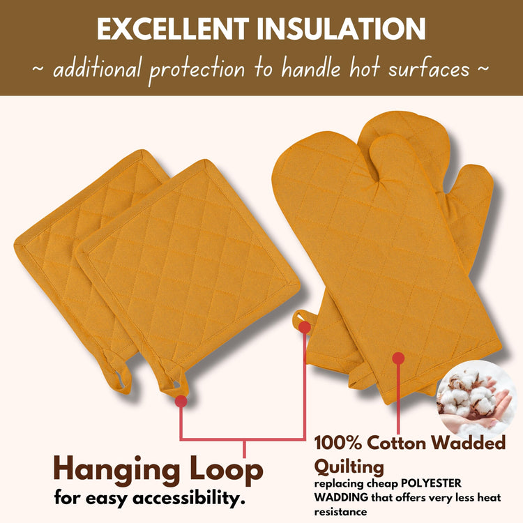 4 Piece Set 2 Oven Mitts & 2 Potholders (4 Count)