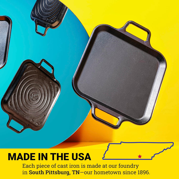 BOLD Pre Seasoned Cast Iron Square Griddle