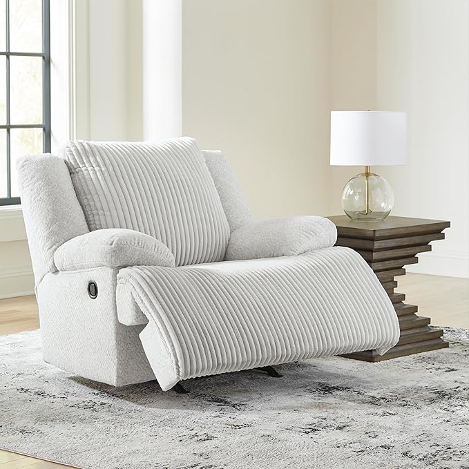 Signature Design by Ashley Top Tier Modern Indoor Upholstered Manual Rocker Recliner, White
