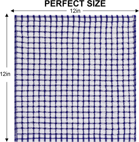 Kitinjoy Cotton 8 Pack Terry Kitchen Dish Cloths, 12 x 12 Inches Super Soft and Absorbent Dish Rags, Quick Drying Dish Towels for Washing Dishes, Blue - Nestoria