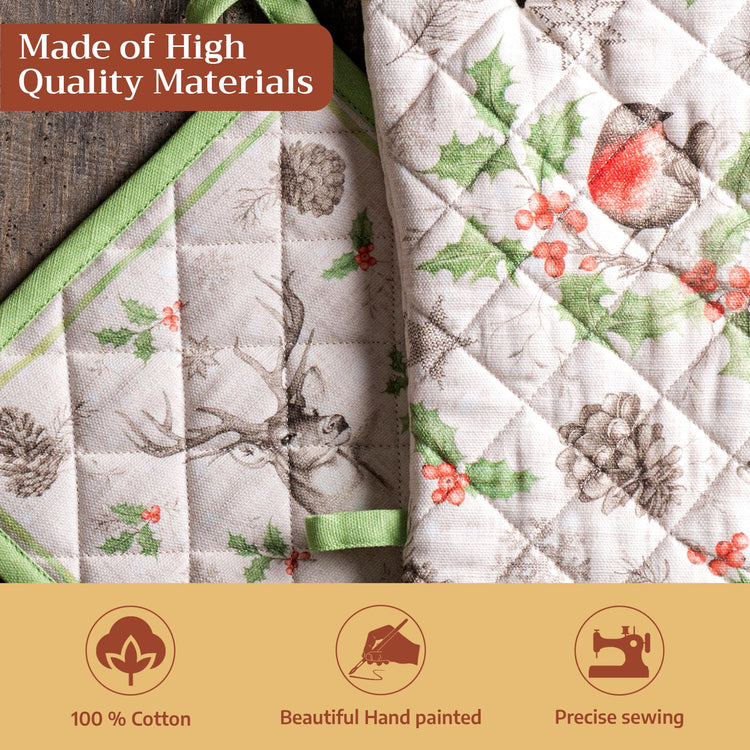 100% Cotton Oven Mitt & Pot Holder Set (2 Count)