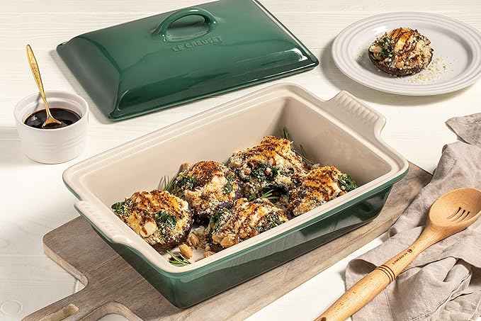 Le Creuset Stoneware Heritage Covered Rectangular Casserole, 4 qt. (12" x 9"), Cerise