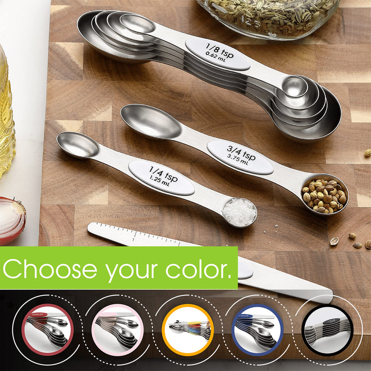 Stainless Steel 8 Magnetic Measuring Spoons for Kitchen