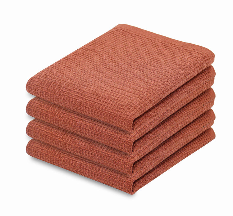 Rust Waffle Weave Kitchen Towel