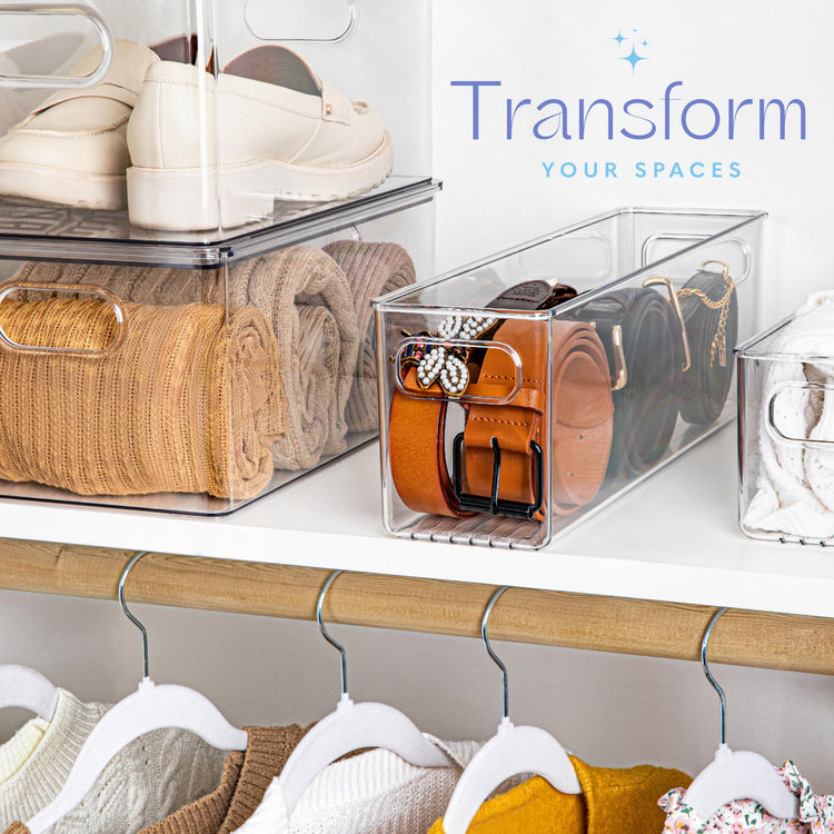 Plastic Food Storage Clear Container Bin with Handles for Organizing Kitchen