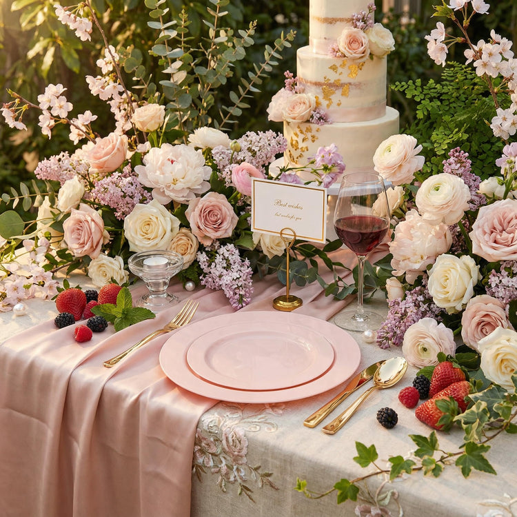 60PCS Pink Plastic Plates (60 Count)