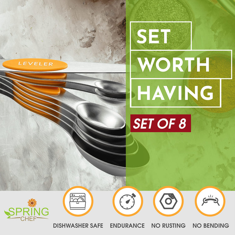 Stainless Steel Magnetic Measuring Spoons Set of 8