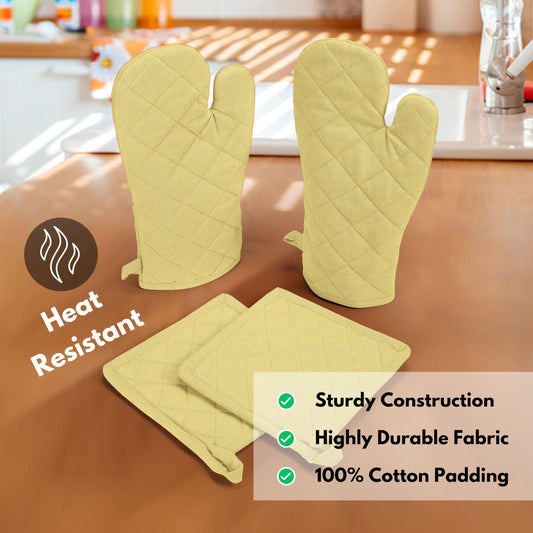 4 Piece Set 2 Oven Mitts & 2 Potholders (4 Count)