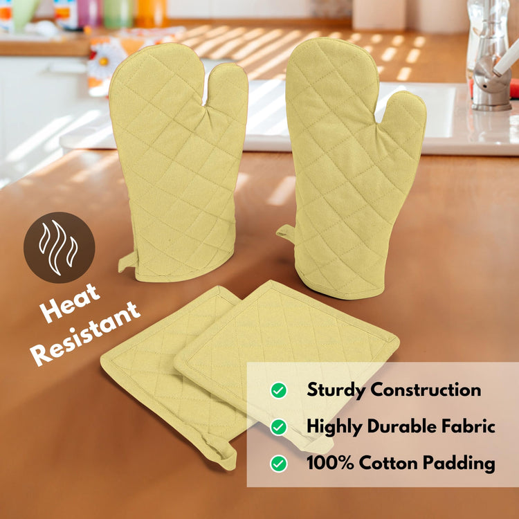 4 Piece Set 2 Oven Mitts & 2 Potholders (4 Count)