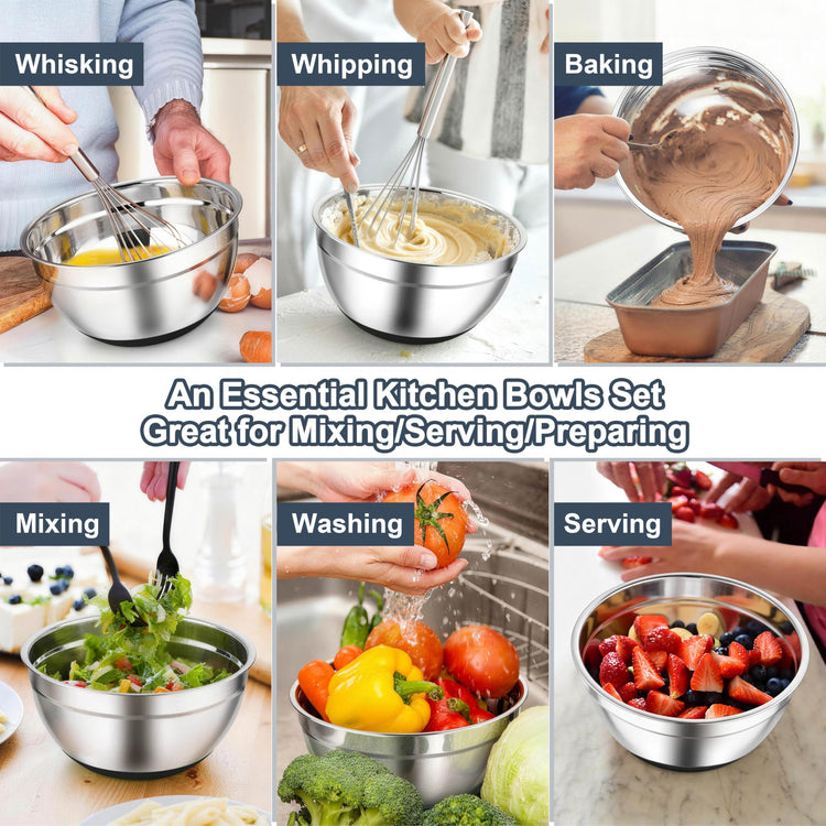 Mixing Bowls Stainless Steel Salad Bowls with Lids