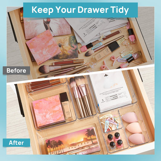 72 PCS Clear Plastic Drawer Organizers Set (72 Count)